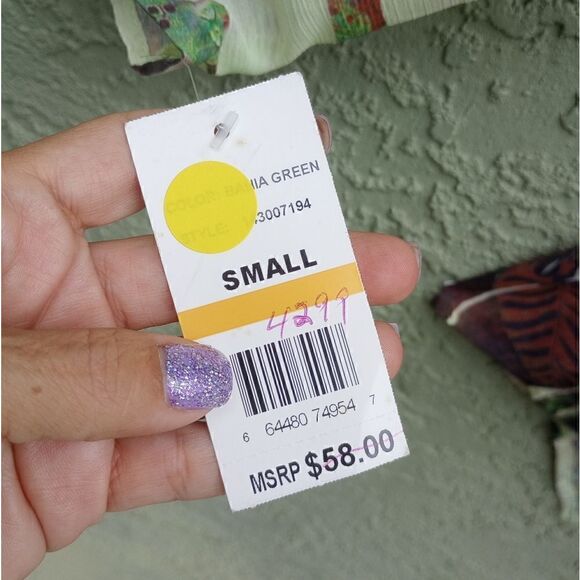 NWT ONE WORLD Bahia Green Boho Mandala Multicolor Shirt Wrap Around Belt Small - Picture 11 of 13